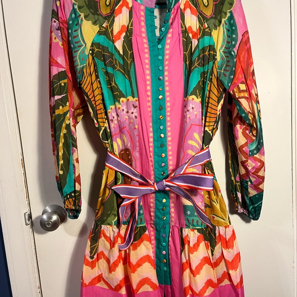 ANTONIO MELANI Colorful Patterned Midi Dress size Medium
